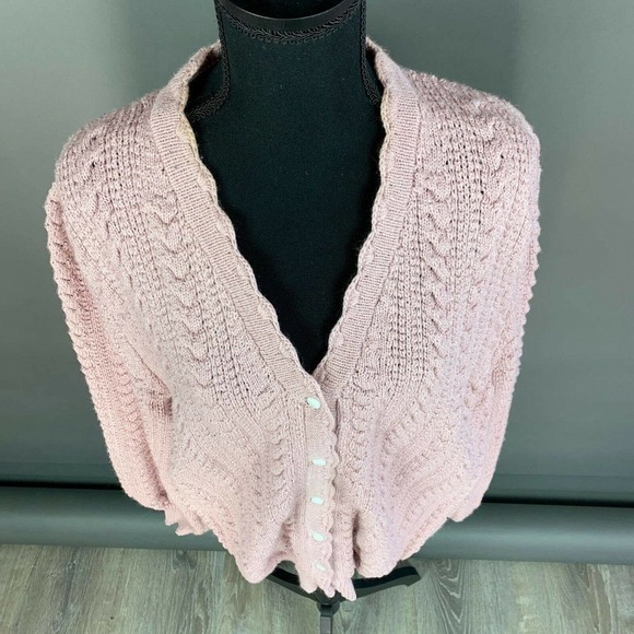 Vintage Tejidos Brenda Made in Guatemala Purple Chunky Knit Cardigan Sweater Lg - Picture 2 of 7